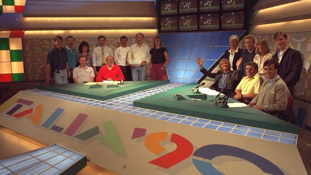 With the analysts and crew during Italia '90