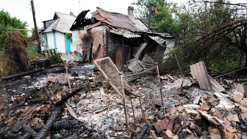 The shell landed in the garden of a house in a small town on the Russian called Donetsk
