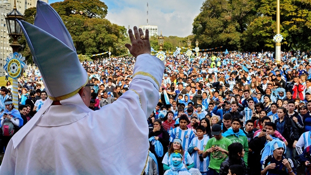 A man dressed up as Pope Francis blessed a crowd in the Argentinian capital