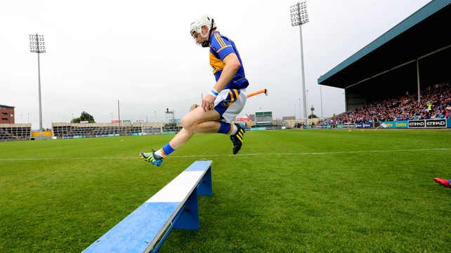 Tipperary's Brendan Maher leads out the team ahead of their qualifier clash with Offaly