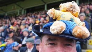Elsewhere, Roscommon fan Kevin Farrell from Elphin shows his allegiance before the game against Cavan