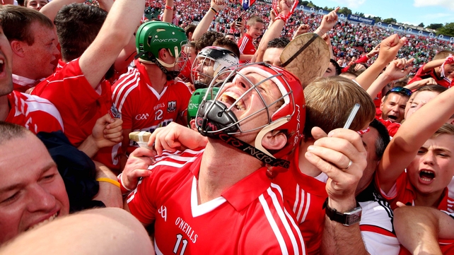 Cork’s Bill Cooper celebrates after the game