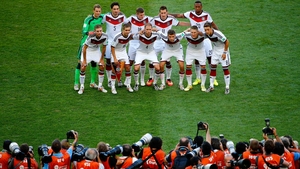 Eventually, the German team lined up to have the moment frozen in time