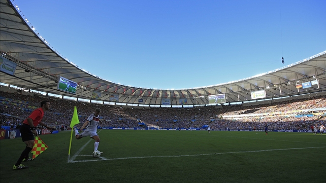 Germany midfielder Toni Kroos made a corner near the end of the first half in Maracana