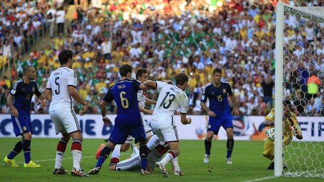 And just before the half-time whistle blew, Germany had the nearest chance of the match so far, when a driving header from defender Benedikt Hoewedes forced Argentina keeper Sergio Romero to make a sketchy save