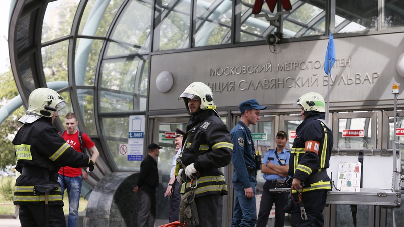 Emergency services outside Slaviansky Boulevard station