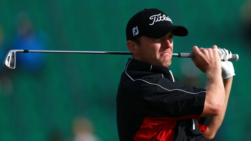 Michael Hoey tees off the 4th during day two of the 2014 Open