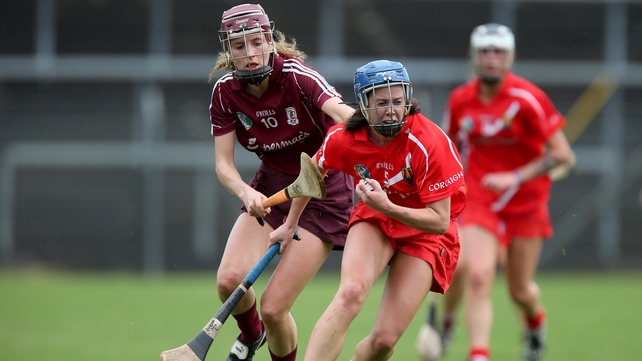 Cork's Eimear O'Sullivan and Aislinn Connolly of Galway clash during their senior championship clash