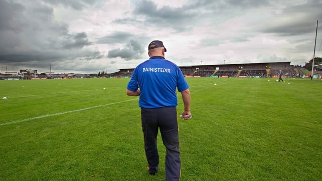 Roscommon manager John Evans on the pitch before the game against Armagh