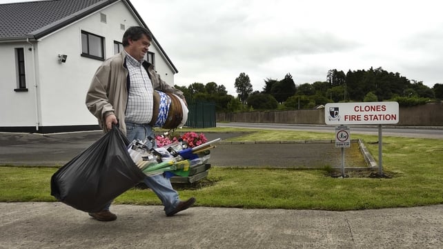 A merchandise seller makes his way to the Clones venue ahead of the Ulster final