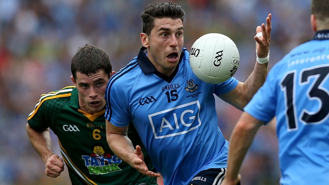Bernard Brogan looks shocked to find himself with the ball