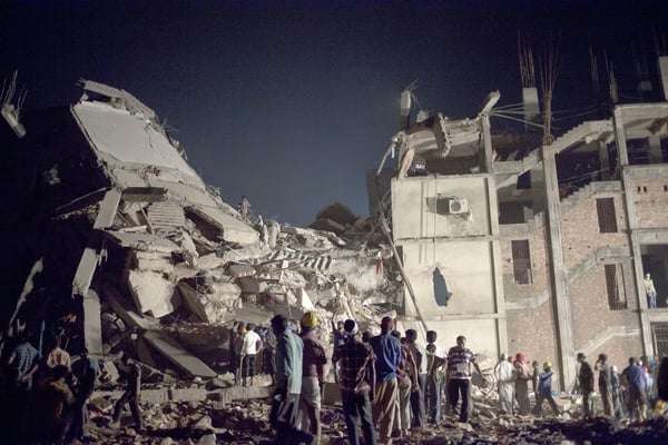 Rana Plaza, Bangladesh, April 2013 - the garment factory disaster is investigated on BBC 2