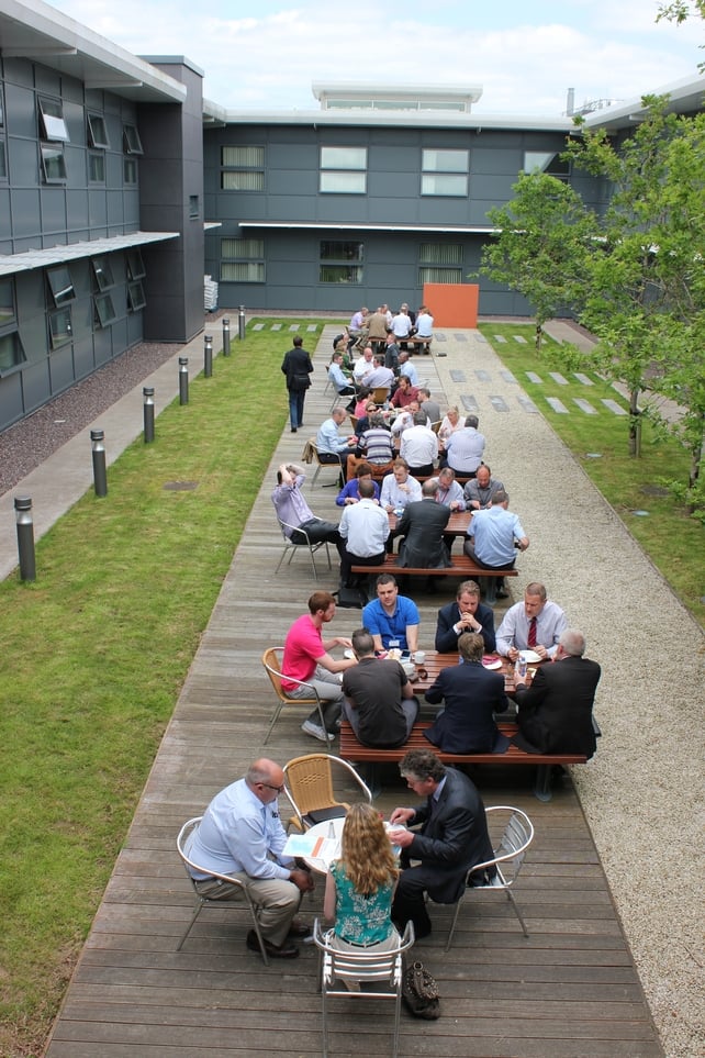 Can you work al fresco? The team at CIT's Nimbus Centre is certainly making the most of the good weather (Pic: Ray O Cinneide)