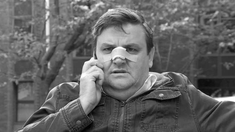 Spider's Trap (Simon Delaney pictured) - Was filmed in black and white on the streets of Dublin