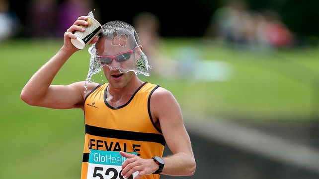 Alex Wright of Leevale AC on his way to winning the 0k walk at the National Championships on Sunday