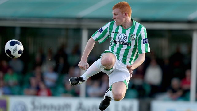 Adam Mitchell in action for Bray Wanderers against Shamrock Rovers on Friday