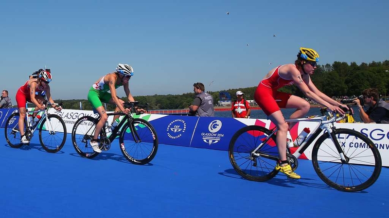 Aileen Reid was second after lap four of the bike leg