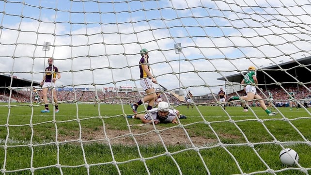 Wexford's Goalkeeper Mark Fanning dejected after Paul Browne scored Limerick's fourth goal
