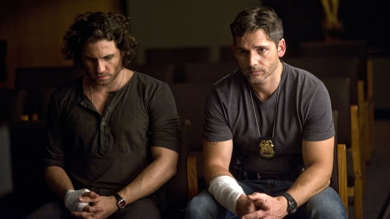 Édgar Ramírez and Eric Bana star as the exorcising priest and haunted cop in Deliver Us from Evil