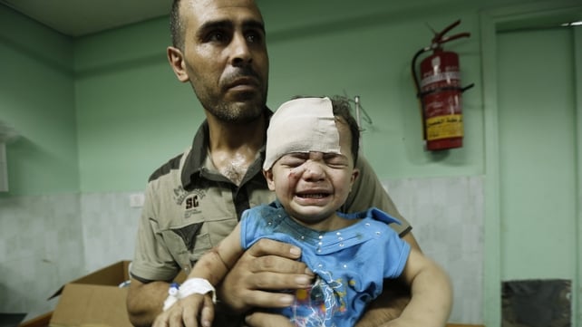 A child receives treatment at Kamal Adwan hospital in Beit Lahia