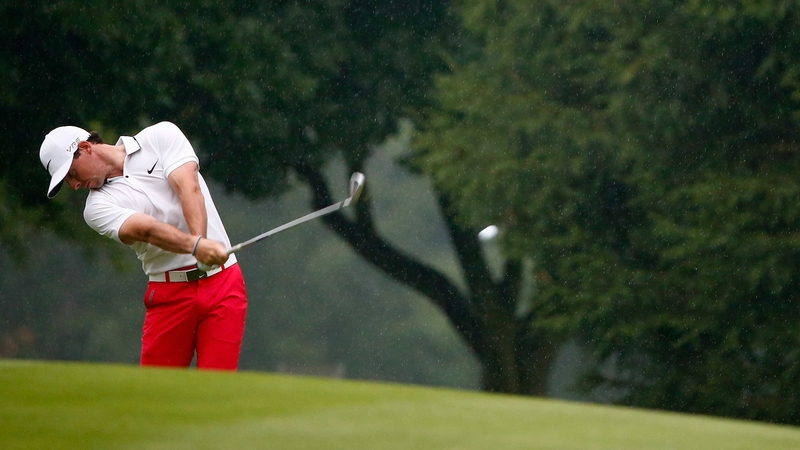 Rory McIlroy in action on the 16th hole