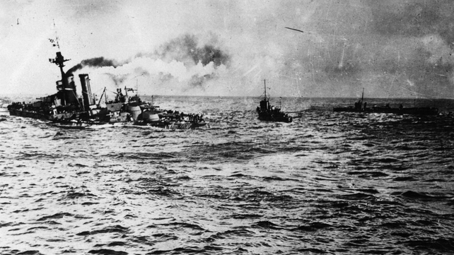 Superdreadnought HMS 'Audacious' sinks off the north Irish coast after hitting mines