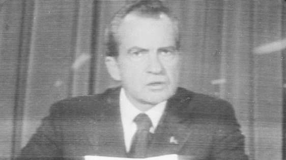 American president Richard Nixon (1913 - 1994) announces his resignation on national television, fo…