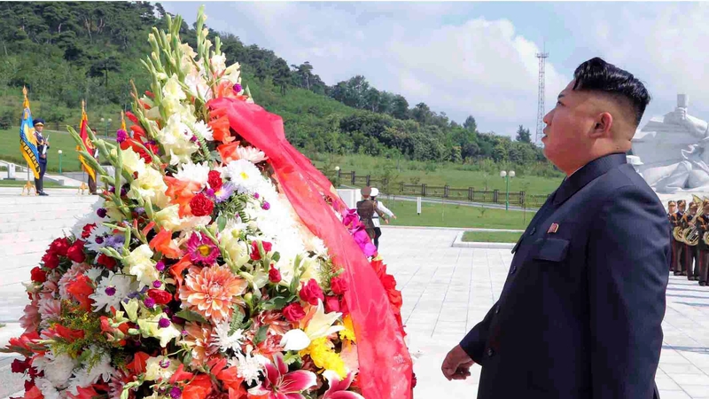 Kim Jong-un pictured visiting a Korean War veterans cemetery earlier this year