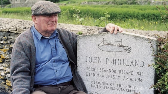 Micho Russell at John P. Holland's Memorial Headstone