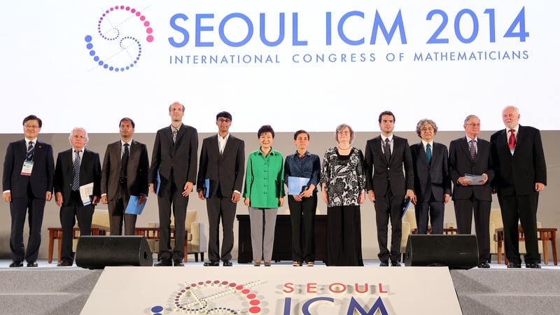South Korean President Park Geun-hye poses with award winners