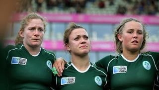Grace Davitt, Lynne Cantwell and Ashleigh Baxter after the match