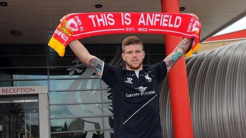 Alberto Moreno outside Melwood Training Ground