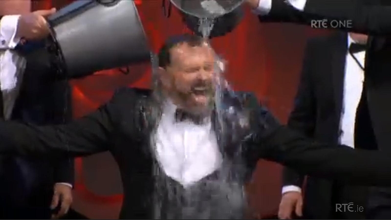 Dáithí Ó Sé getting drenched in the Ice Bucket Challenge