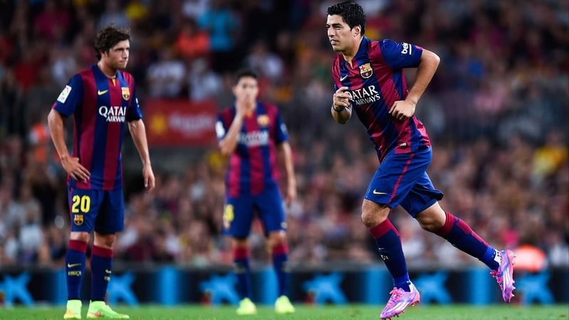 Luis Suarez made his Barcelona debut as a 75th-minute substitute in a 6-0 win over Mexican side Club Leon at the Nou Camp last night