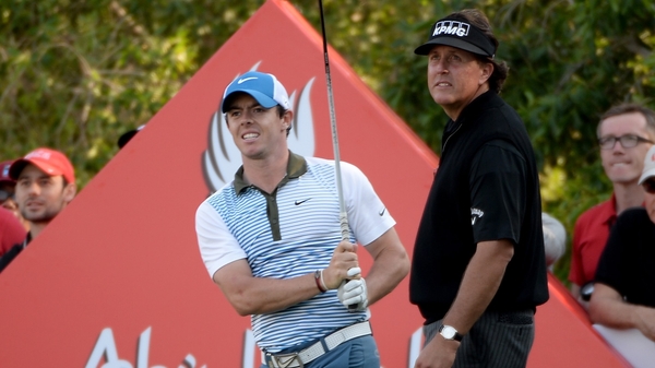 Phil Mickelson (Right) aims to keep Rory McIlroy in his sights at The Barclays