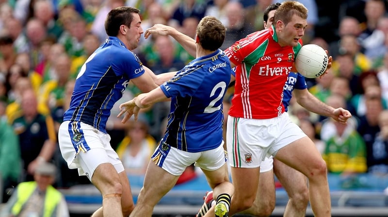 Mayo's Aidan O'Shea with possession of the ball during the 2011 All-Ireland semi-final