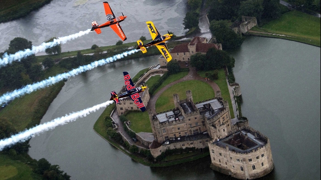 Flyers in the Red Bull Air Race World Championship soar over Leeds Castle