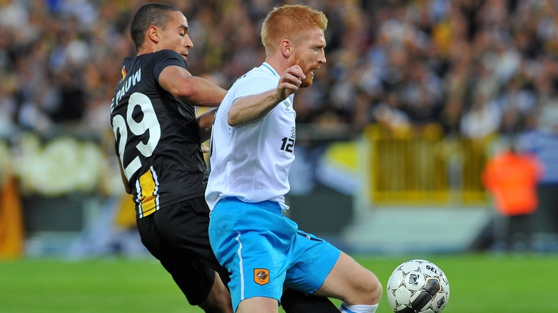Paul McShane, included in Martin O'Neill's provisional Ireland squad, in action for Hull