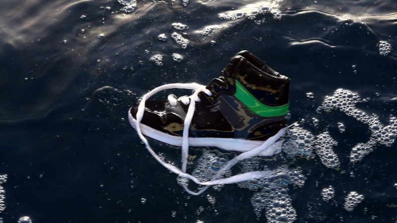 Shoe of one of the victims of the sinking vessel