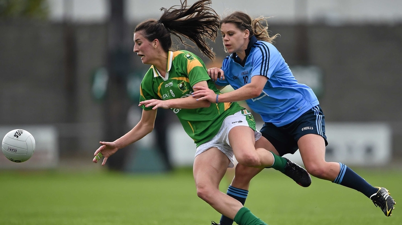 Emma Sherwood of Kerry is tackled by Dublin goalscorer Noelle Healy