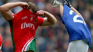 Mayo's Aidan O'Shea and Barry John Keane of Kerry swap jerseys at the end of the game