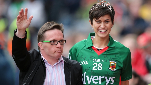 Michael Gannon (Down Syndrome Ireland Ambassador) and Rose of Tralee 2014, Philadelphia's Maria Walsh, were in attendance at the Mayo v Kerry game