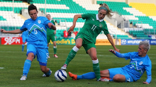 Julie Ann Russell in action for Ireland at Tallaght Stadium