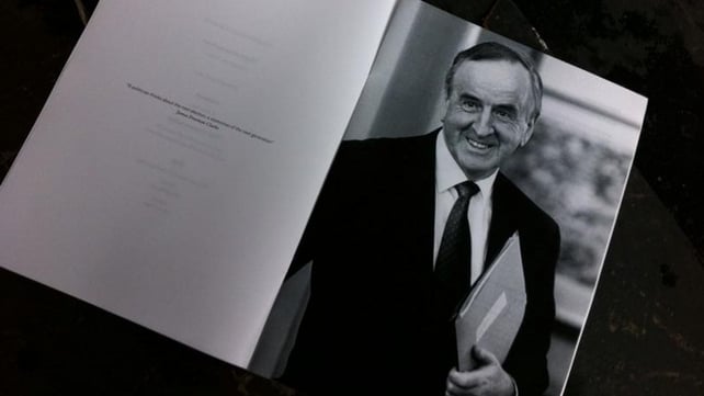 A portrait of Albert Reynolds on the mass booklet