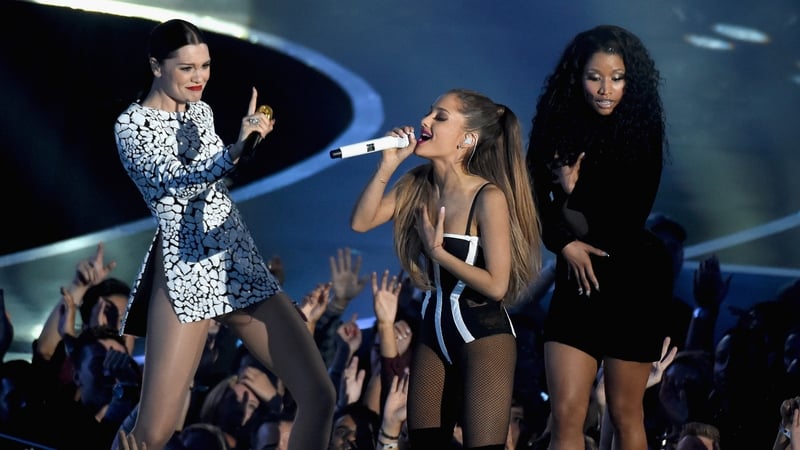 Jessie J, Ariana Grande and Nicki Minah perform Bang Bang at the 2014 Video Music Awards