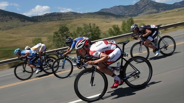 Riders in action at the 2014 USA Pro Cycling Challenge from Boulder to Denver, Colorado