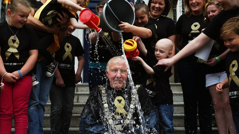 Lord Mayor of Dublin Christy Burke takes part in the ice bucket challenge