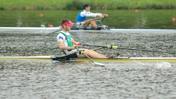 Paul O’Donovan rows in the semi-finals on Thursday