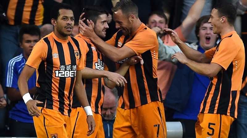 Ireland international Robbie Brady (2l) will be pushing for a start for Hull against Aston Villa after two goals against Lokeren in the Europa League