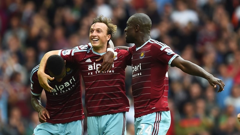 Mark Noble celebrates opening the scoring at Upton Park